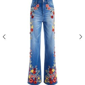 Gorgeous embroidered wide leg jeans